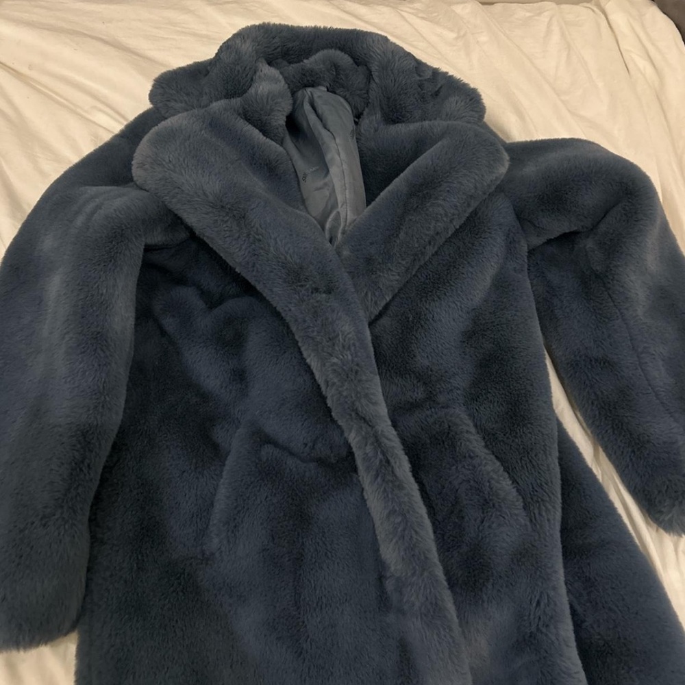 Apparis Blue/Grey Faux Fur Coat